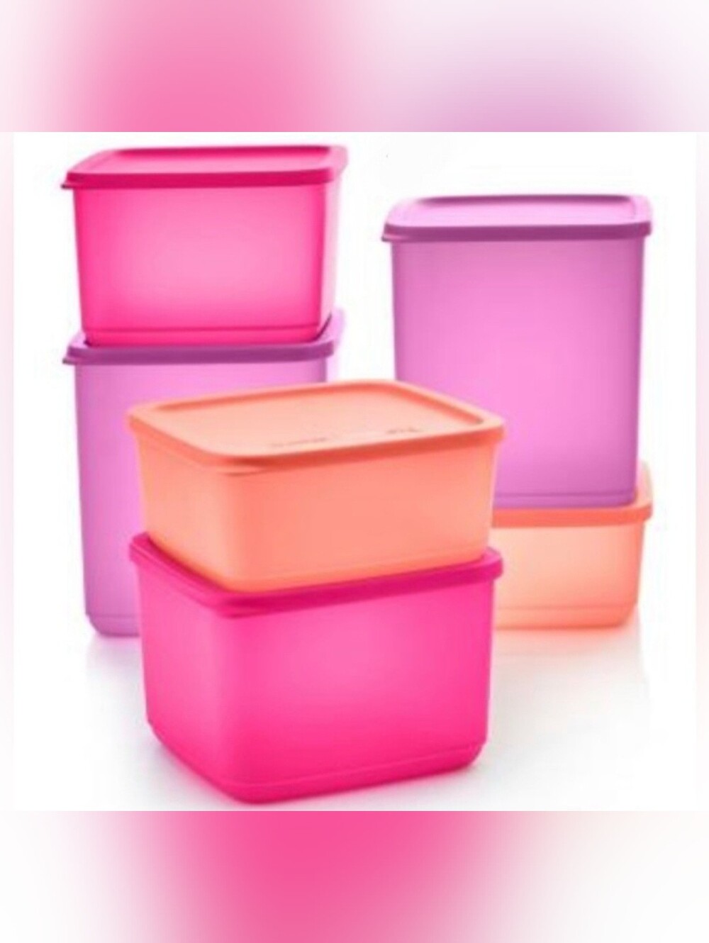 Tupperware Basic Bright Square 12-Piece Set – Pink/Purple/Peach